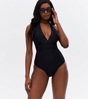 New Look Black Plunge Illusion Lift & Shape Swimsuit